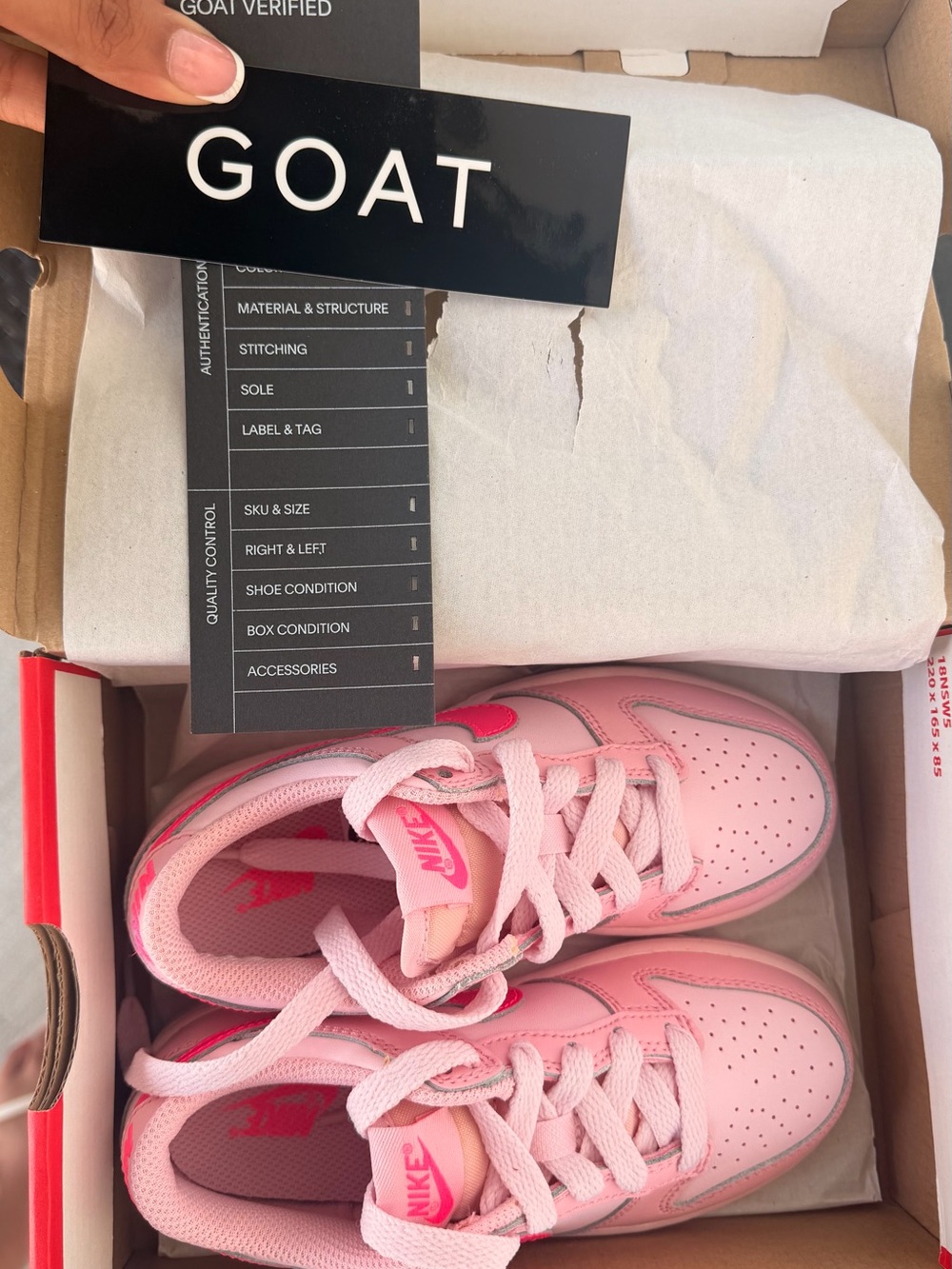 Nike Girls' Pink Low-Top Dunk with Hot Pink Swoosh - Picture 6 of 6